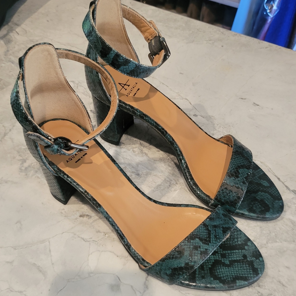 NWT- Aquatalia Sadey Sandal - Green and Black with Ankle Strap